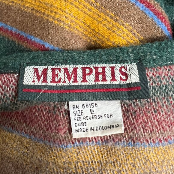 Vintage Striped Wool Oversized Sweater Vest Boho Western Rustic Bohemian Hippie - Picture 4 of 6